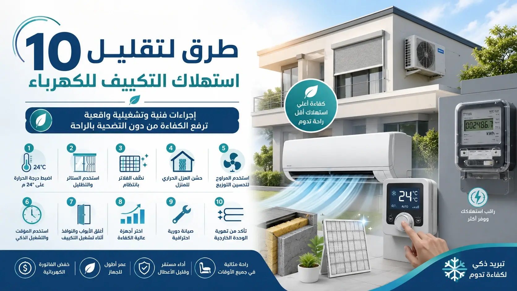 طرق تقليل استهلاك التكييف للكهرباء